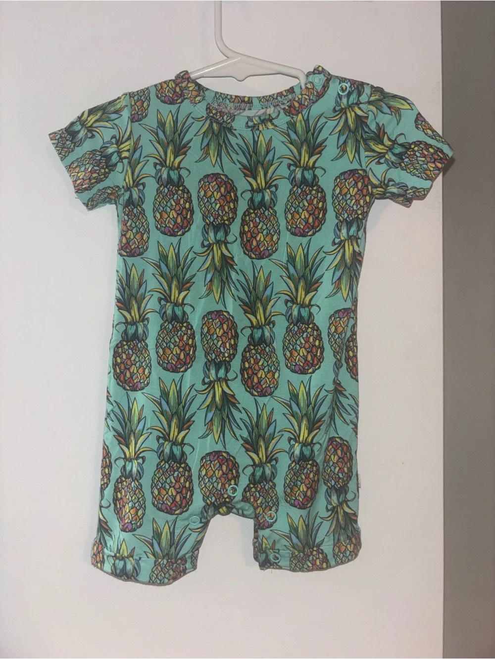 Aqua Pineapple Print One-Piece Romper for Kids